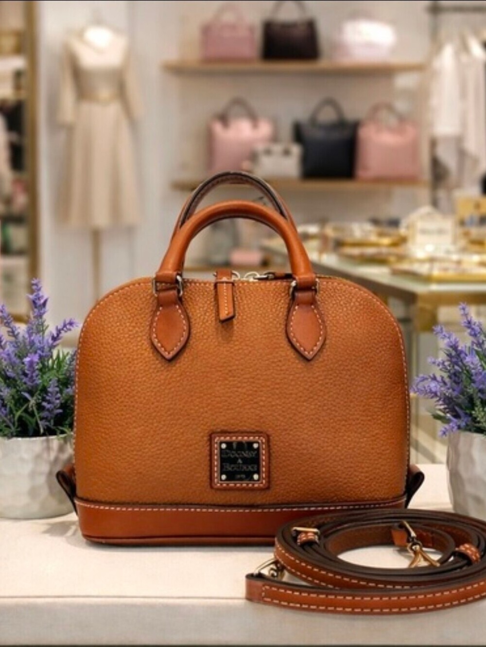 Dooney & Bourke Mini Bitsy Brown Caramel Satchel Crossbody‎ Bag
